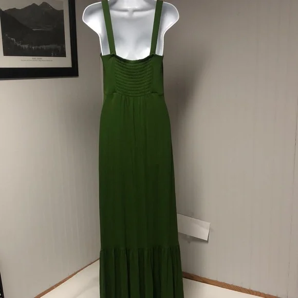 Women’s Banana Republic Ruffle Hem Green Maxi Dress Size M - Picture 6 of 7